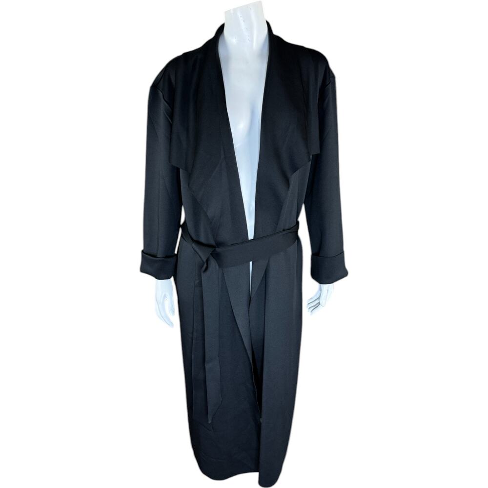 Girl‎ With Curves Draped Scuba Jacket Black Small NWT Belted Cardigan Pockets